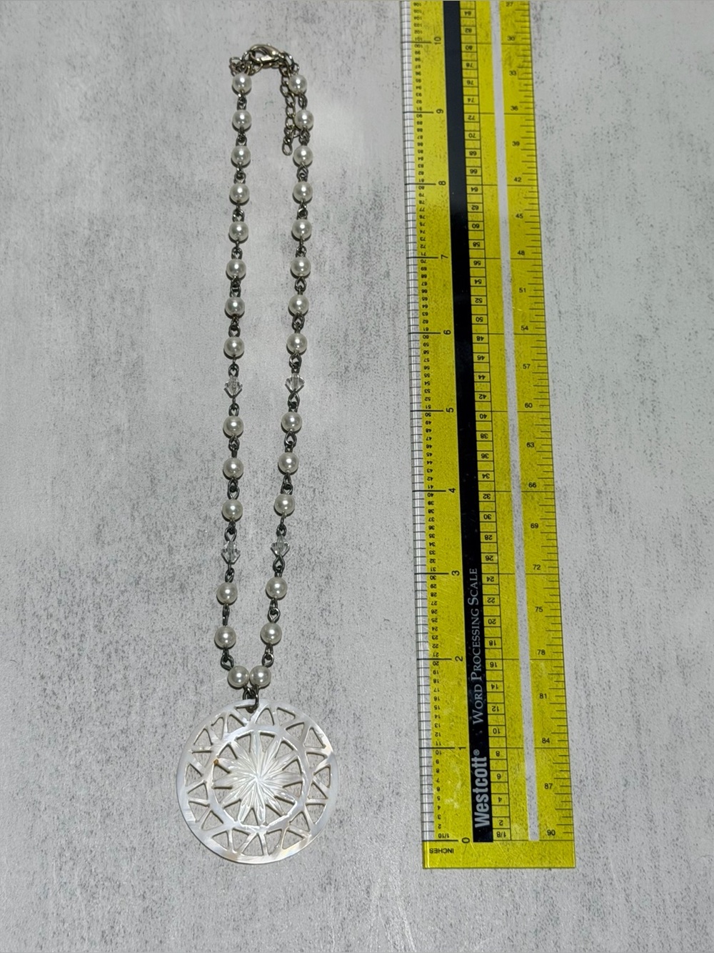 Shell Pendant Necklace with Pearl Bead Chain